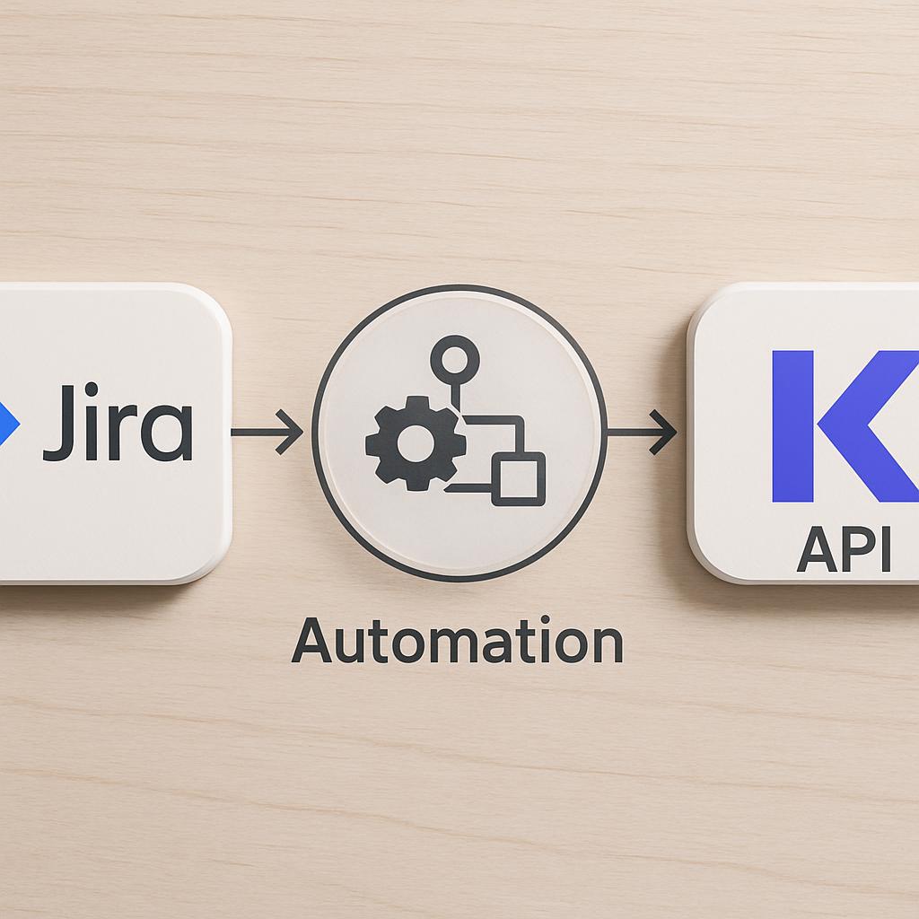 A flowchart diagram showing the automation process with Jira and Kinsta API