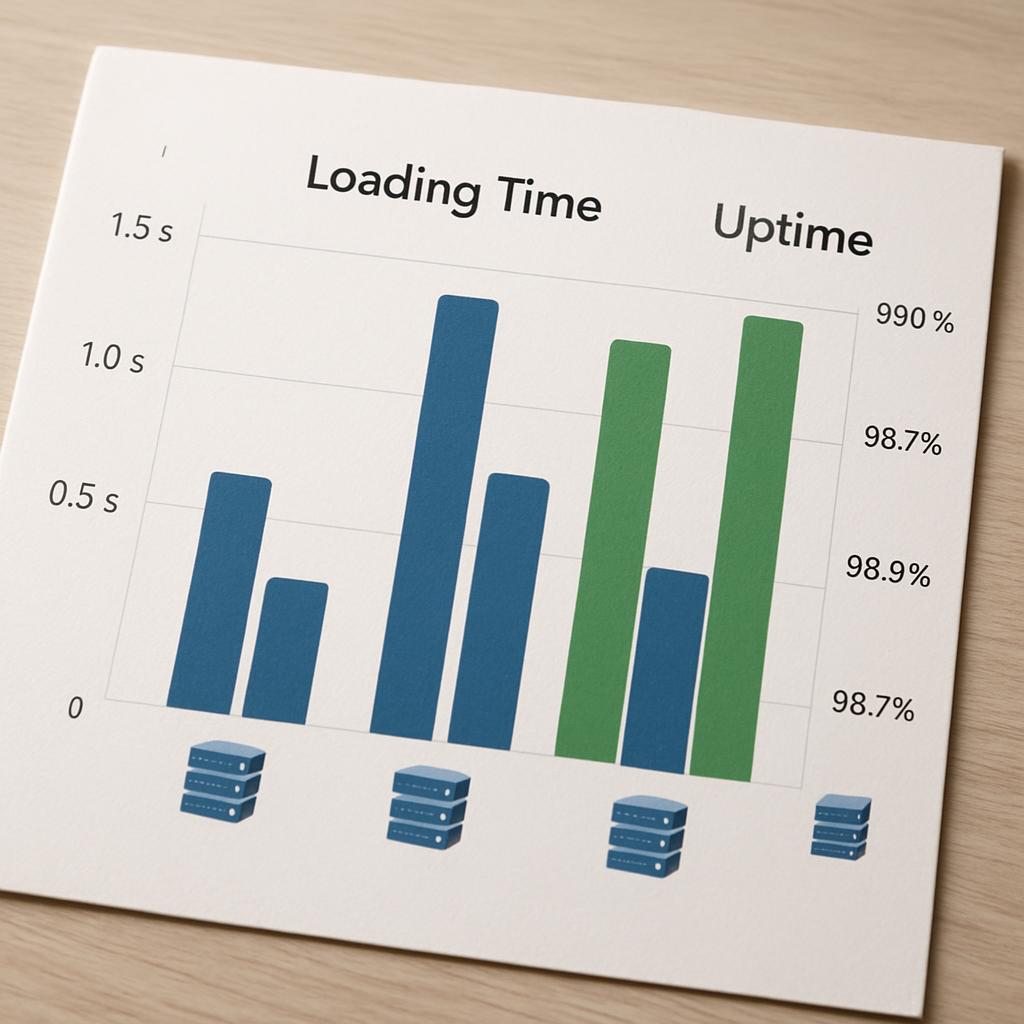 A graph comparing loading times and uptime of different web hosting providers
