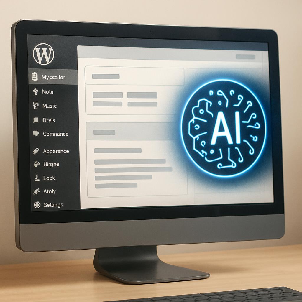 An illustrative diagram showing AI integration in WordPress dashboard